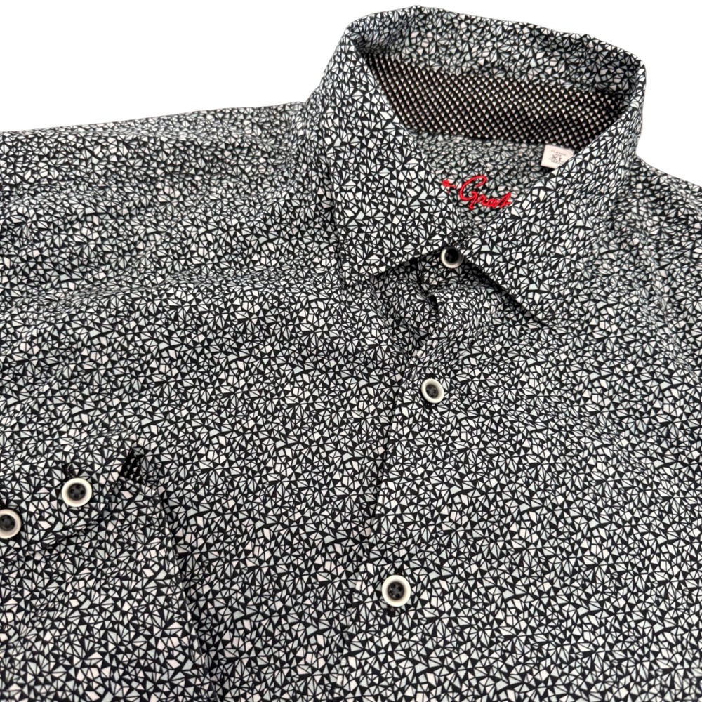 Robert Graham Mens XL Black White Geometric Mosaic Print Button Down Shirt